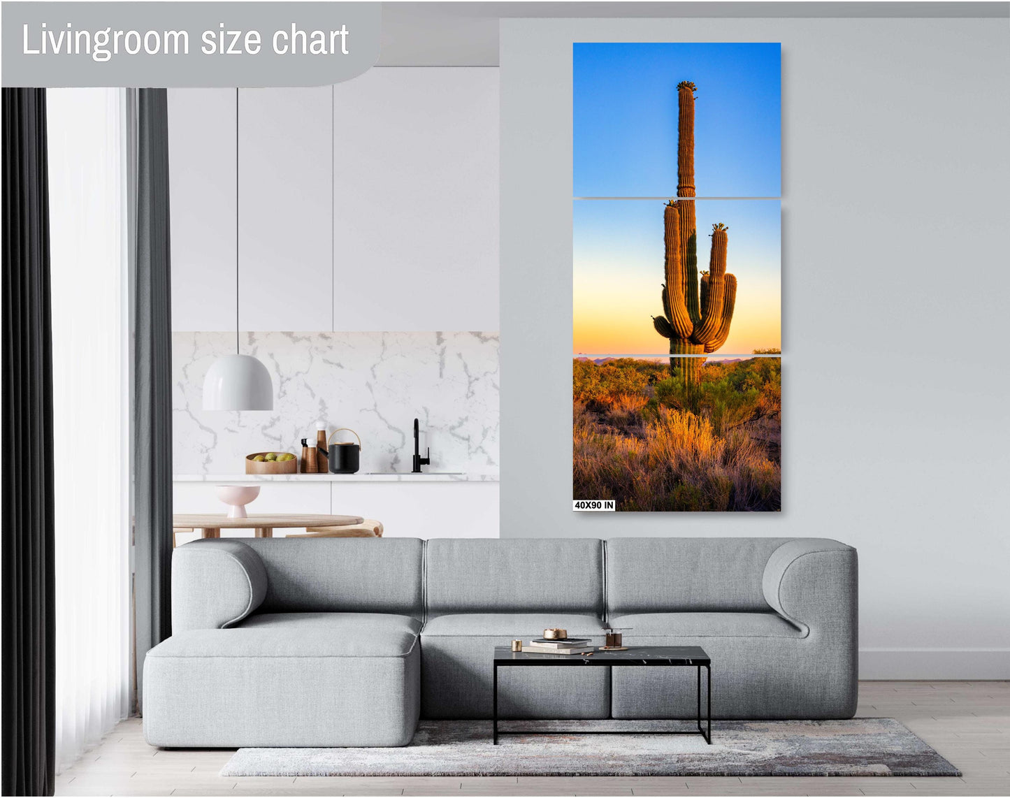 Desert Wall Decor - Arizona Desert Landscape Print: Saguaro Cactus Wall Art, Boho Wilderness Poster for Southwestern Decor