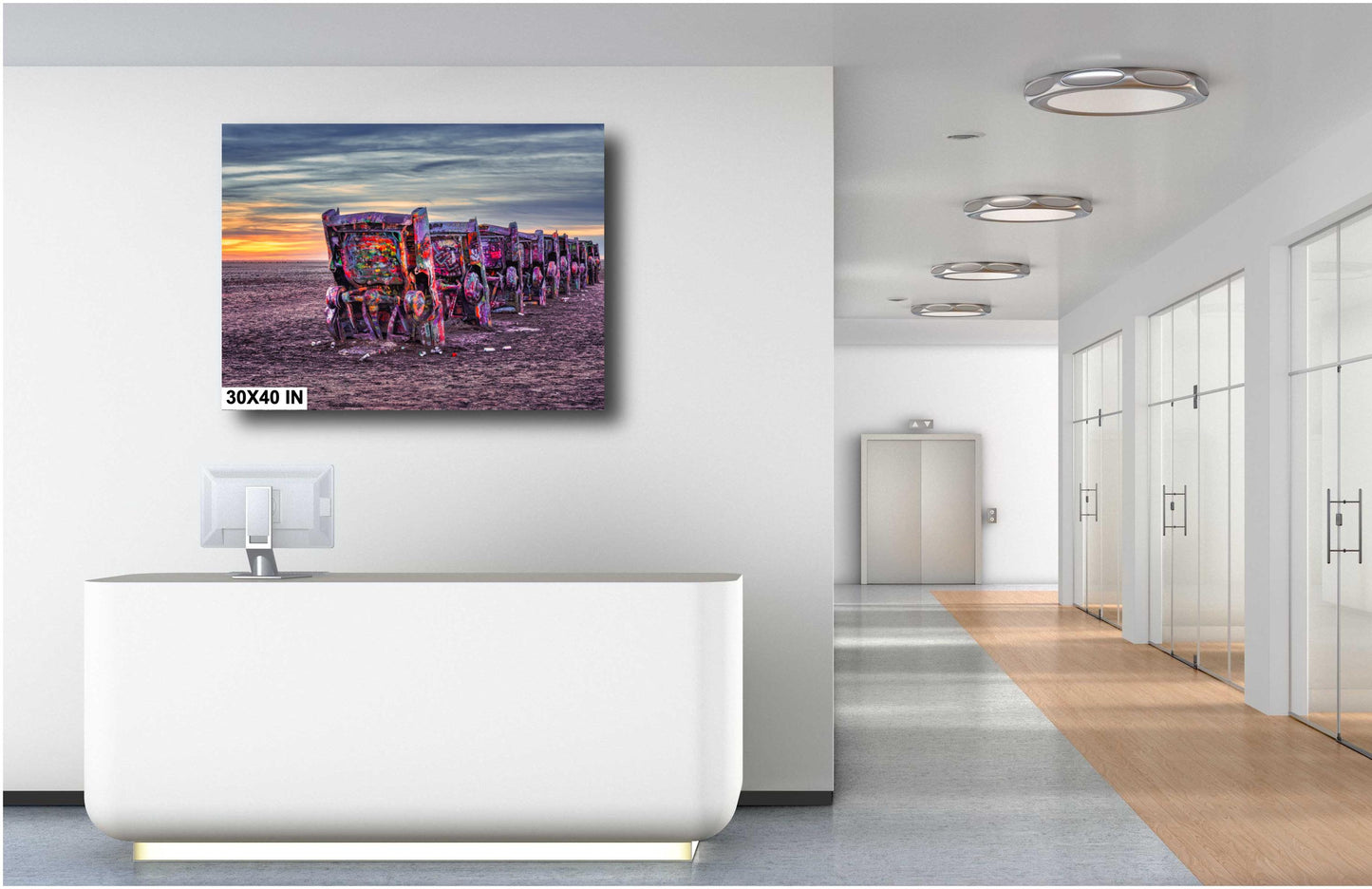 Cadillac Ranch Sunset Panorama | Route 66 Amarillo Texas Roadside Attraction Photography Print on Photo Paper, Canvas & Metal