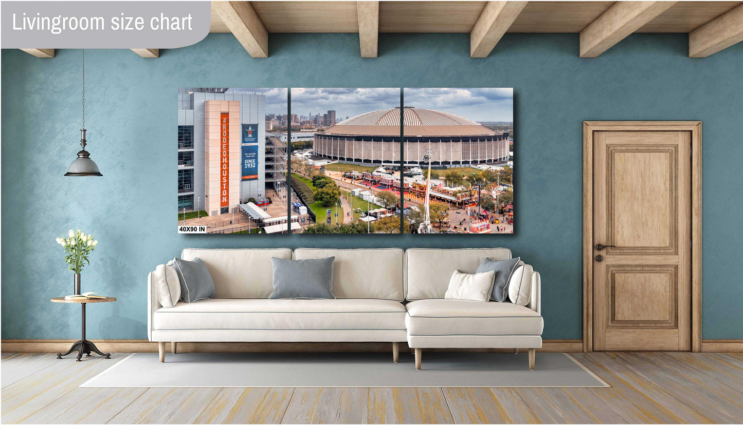 Houston Astrodome Sunset: Large Fine Art Photography Print - NRG Stadium & Rodeo Wall Decor, Carnival Art for Home