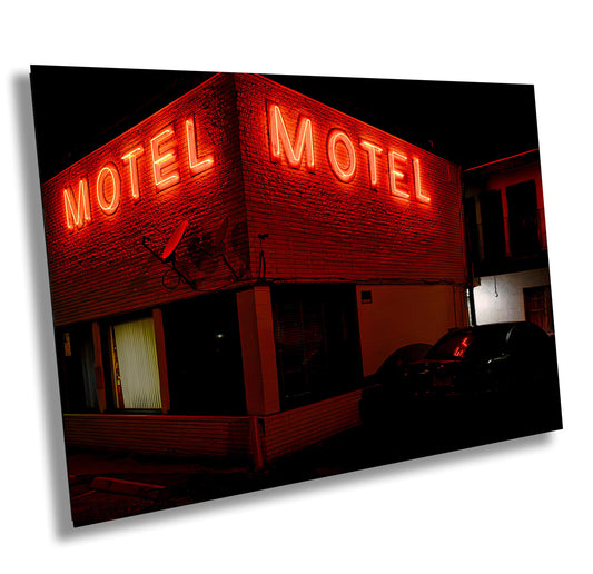 Red Light District Neon Motel Sign | Urban Americana Photography Print | Retro Street Art Wall Decor