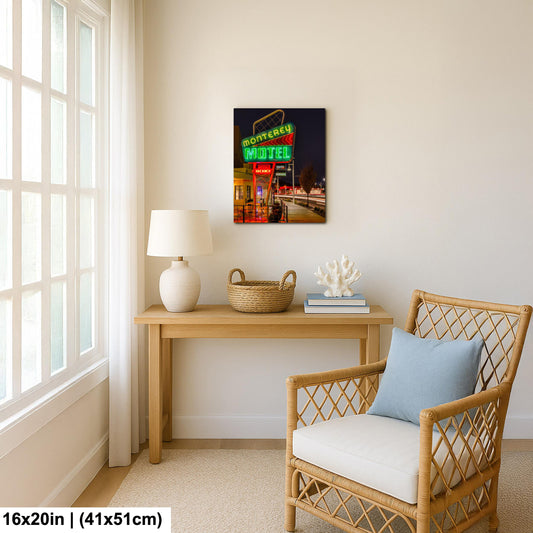 Route 66 Neon Sign Print – Monterey Motel Albuquerque Vintage Highway Art