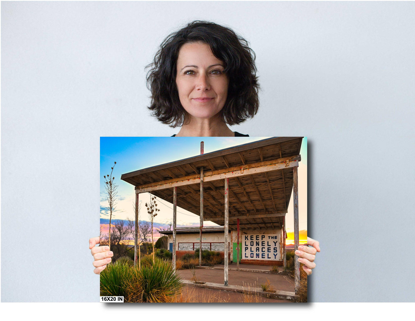 Abandoned Gas Station Mural Art Print | Lobo Texas Ghost Town Landscape | Desert Americana Wall Decor | Keep the Lonely Places Lonely