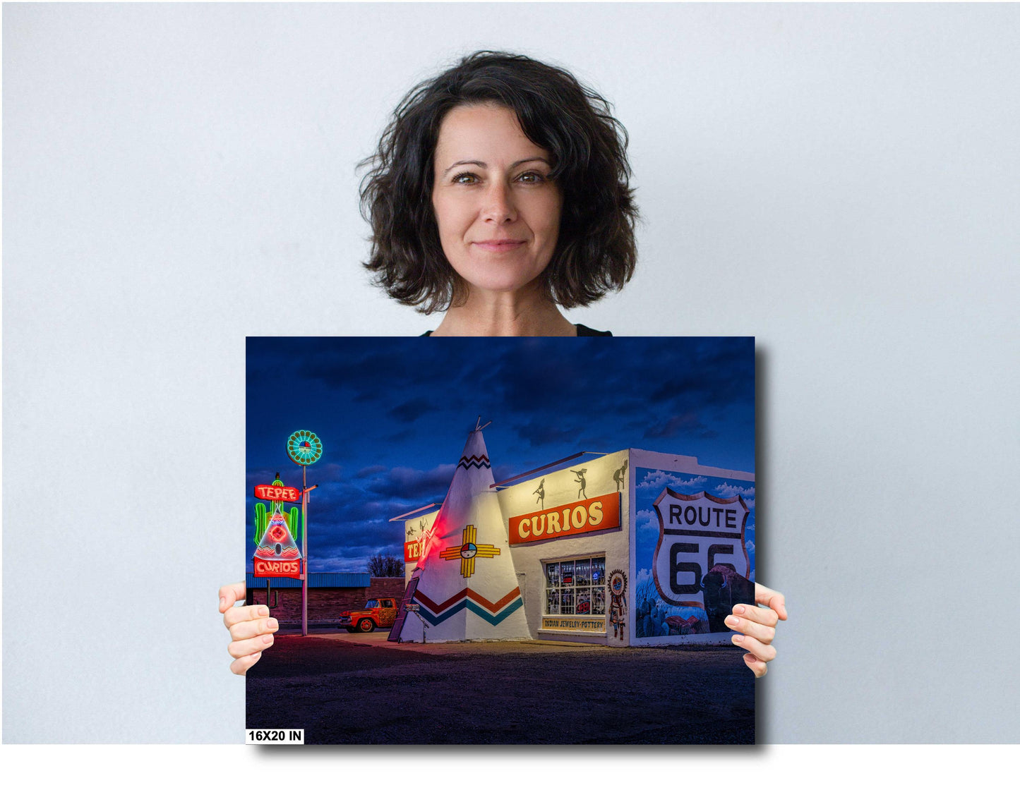 New Mexico Wall Art - Teepee Curios Neon Sign Print - Route 66 Road Trip Art - New Mexico Photography on Paper, Canvas, Acrylic & Metal