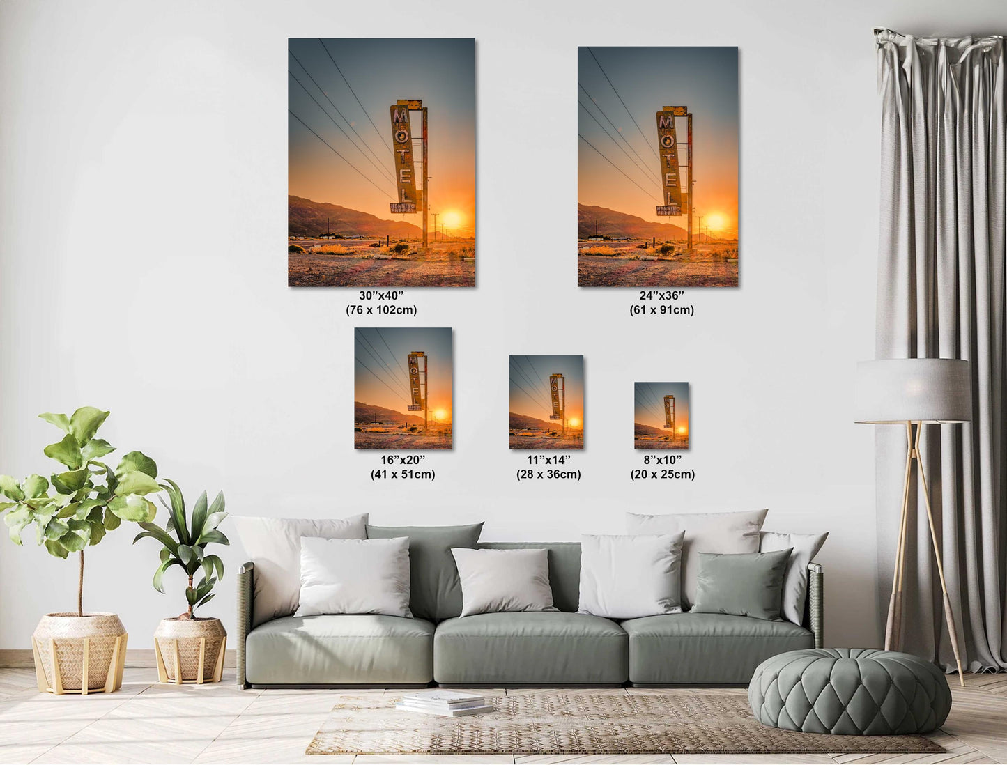 Bagdad Cafe Motel Sign Art at Sunset | Route 66 Americana Wall Decor | Desert Landscape Photography Print