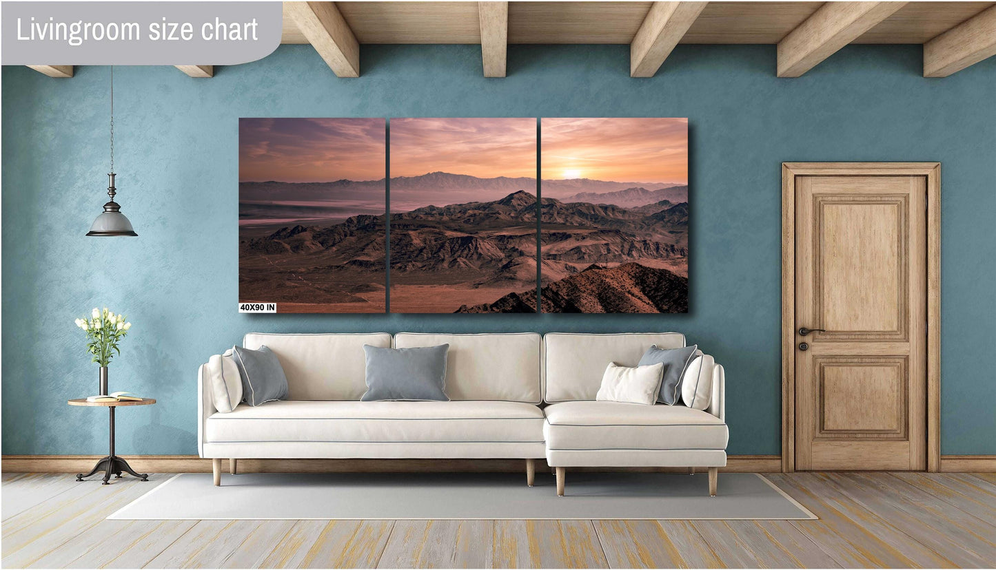 Las Vegas Desert Sunset Canvas Print: Southwest Mountain Landscape Wall Art for Home Decor, Large Format Photography