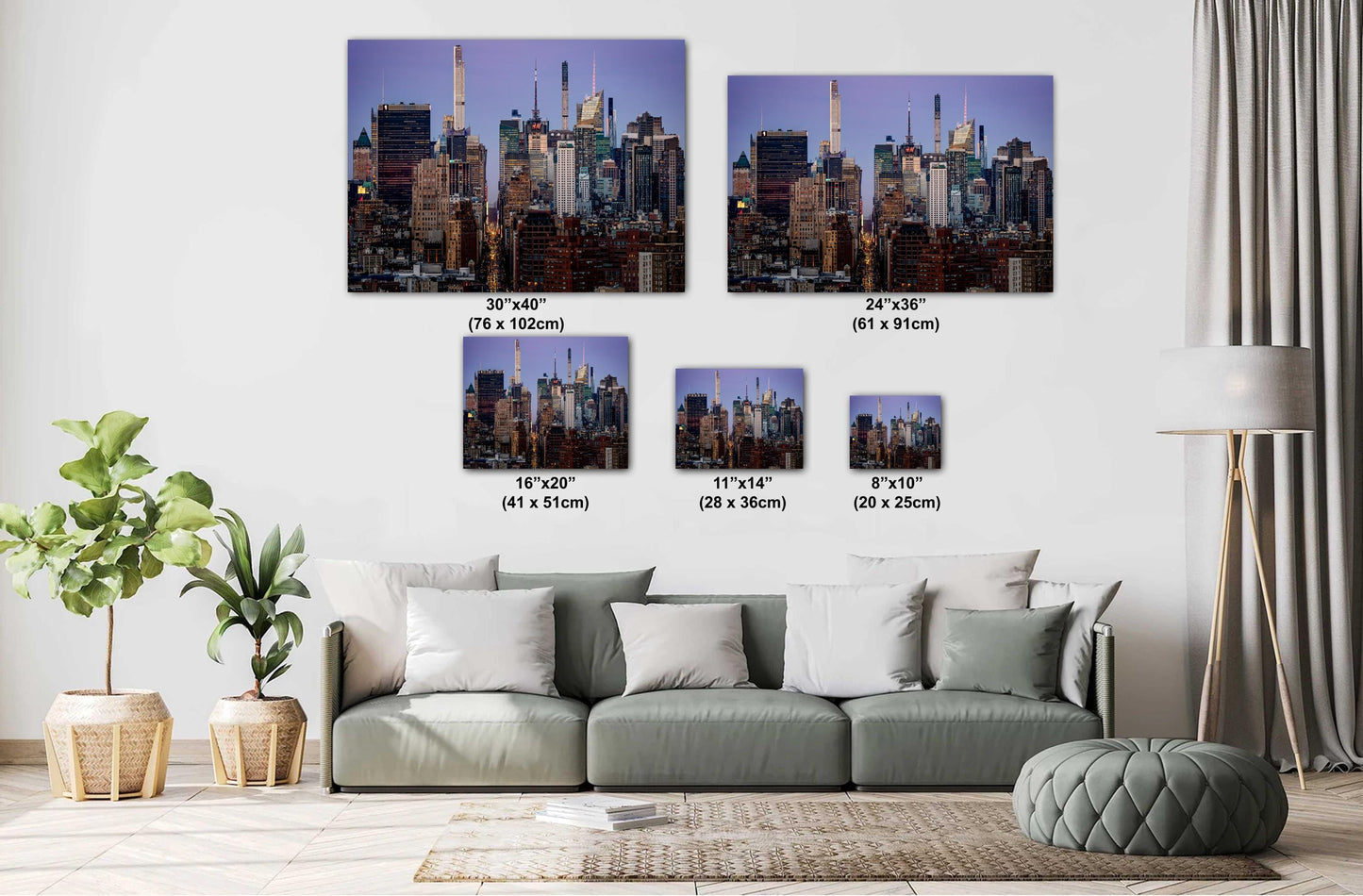 NYC Skyline Panoramic Poster Print: Times Square Evening Cityscape & Midtown Manhattan Traffic Decor
