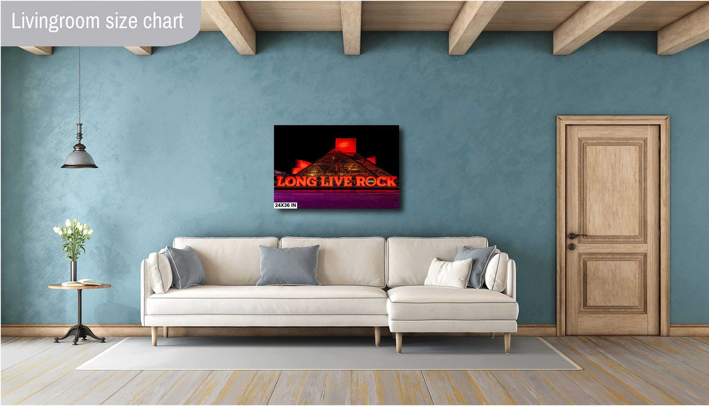 Cleveland Rock and Roll Hall of Fame Night Photograph - Illuminated Paper, Canvas, Acrylic & Metal Print Decor