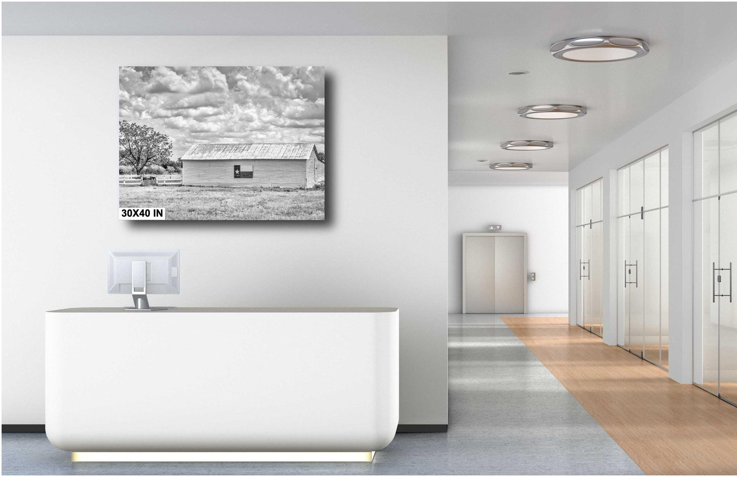 Texas Wall Art Print - Black & White Texas Flag Barn Photo: Rustic Farmhouse Wall Art for Cowboy Home Decor (Multiple Formats)