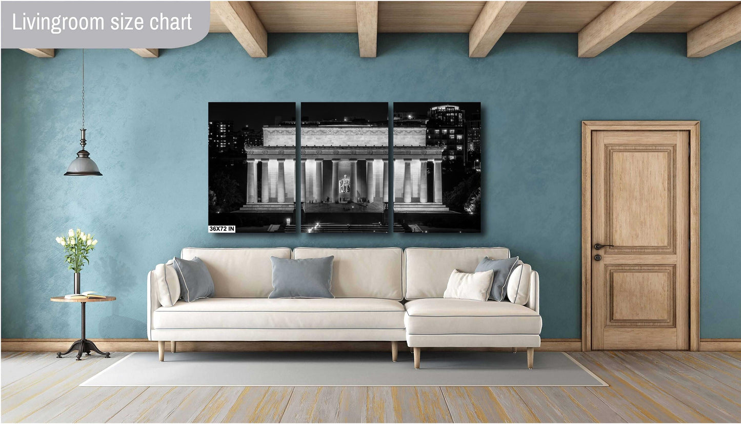 Washington DC Print of Lincoln Memorial at Night - American Wall Art Photo on Premium Photo Paper, Canvas, Acrylic, or Metal