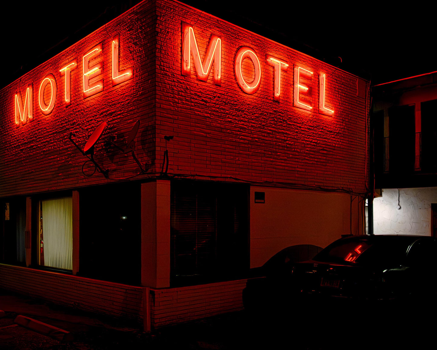 Red Light District Neon Motel Sign | Urban Americana Photography Print | Retro Street Art Wall Decor
