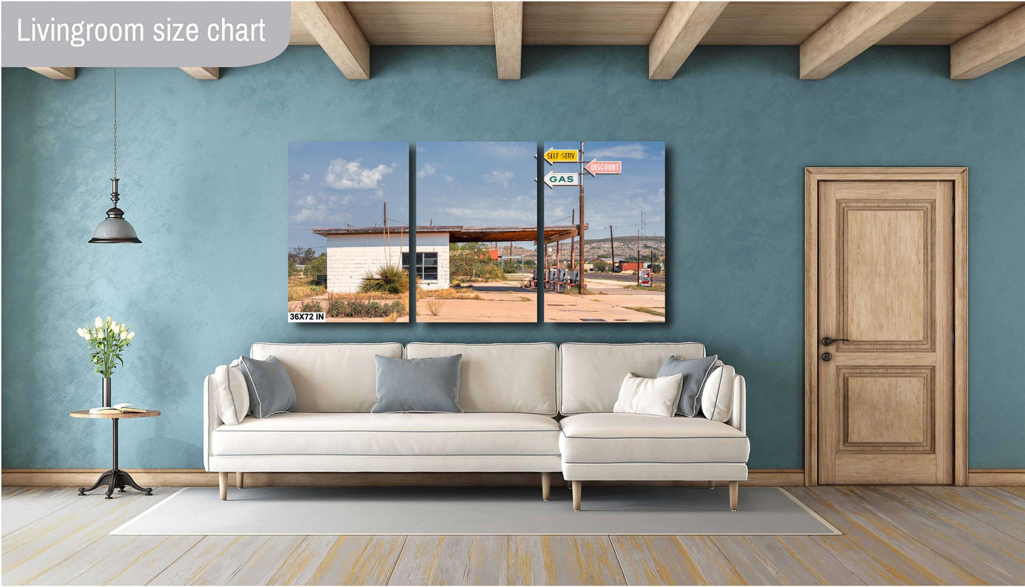 Gas Station Wall Art: Desert Landscape Photography Print from Sanderson, Texas - Rustic Home Decor & Unique Wall Decor