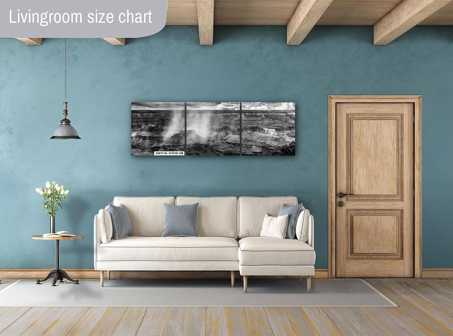 Grand Canyon Art - Black and White Mather Point Rain Photo, Arizona Wall Decor on Paper, Canvas, Acrylic & Metal