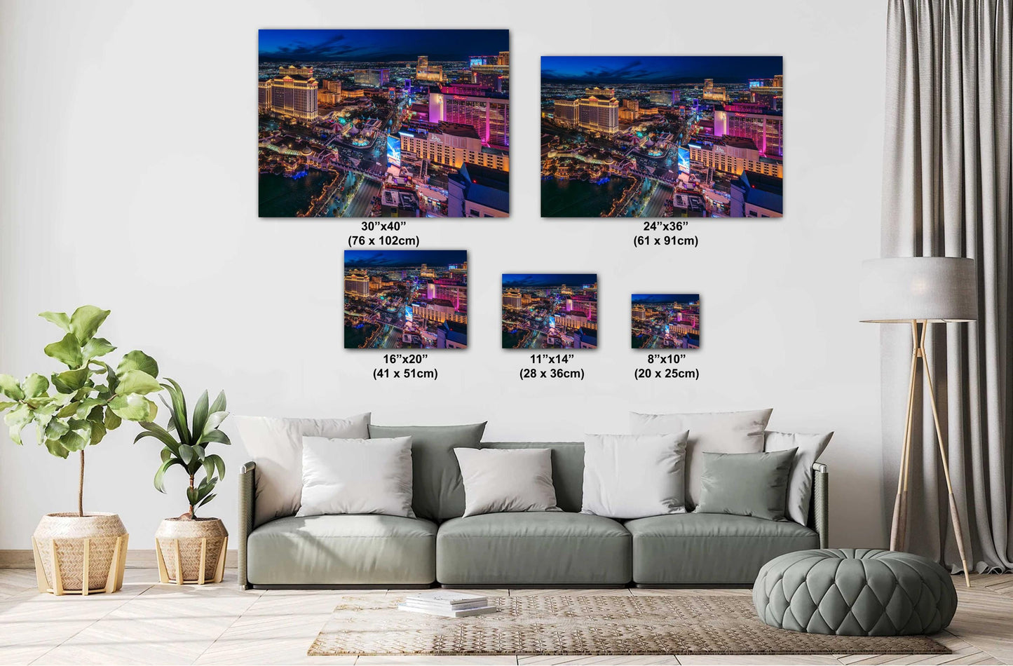 Las Vegas Strip Skyline Wall Art - Aerial Cityscape Photo on Canvas, Metal, Acrylic or Photo Paper - Ready to Hang Home Decor