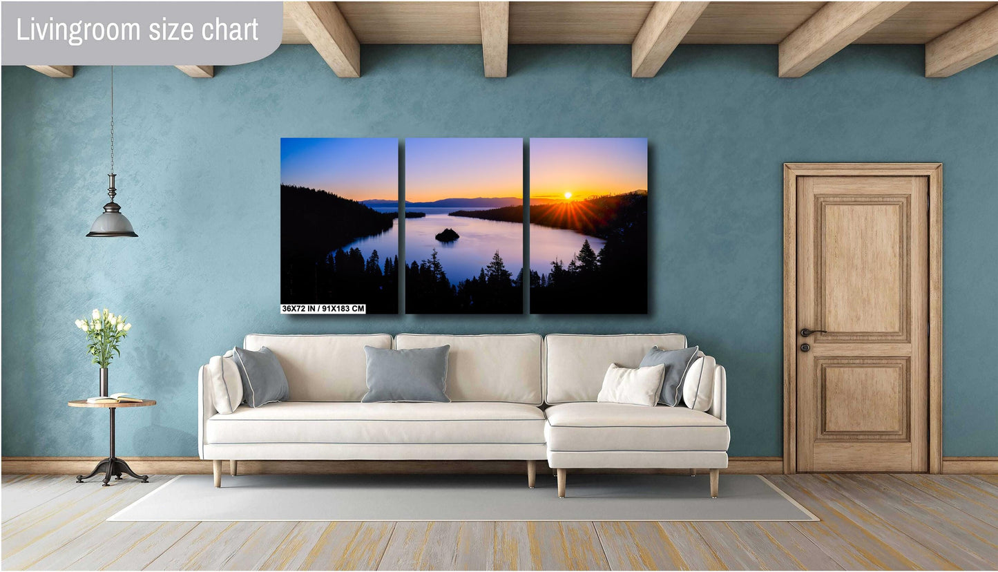 Emerald Bay Lake Tahoe Print - Real Photography Sunrise Over Fanette Island on Premium Photo Paper, Canvas, Acrylic or Metal Nature Print