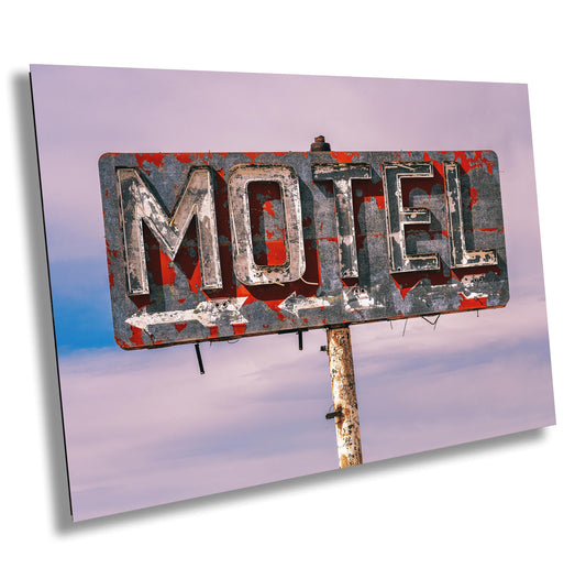 Neon Motel Sign Photo - Route 66 Whiting Bros Sign Print on Premium Paper, Canvas & Metal - Vintage Travel Decor