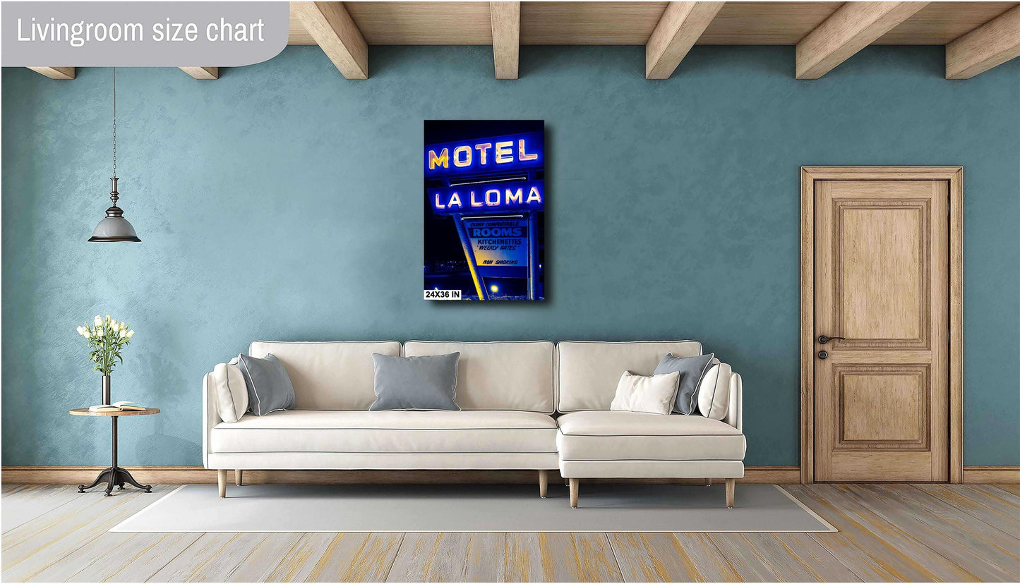 Motel Neon Sign Photograph | La Loma on Route 66 | Santa Rosa NM Photo Print on Paper, Canvas, Acrylic or Metal