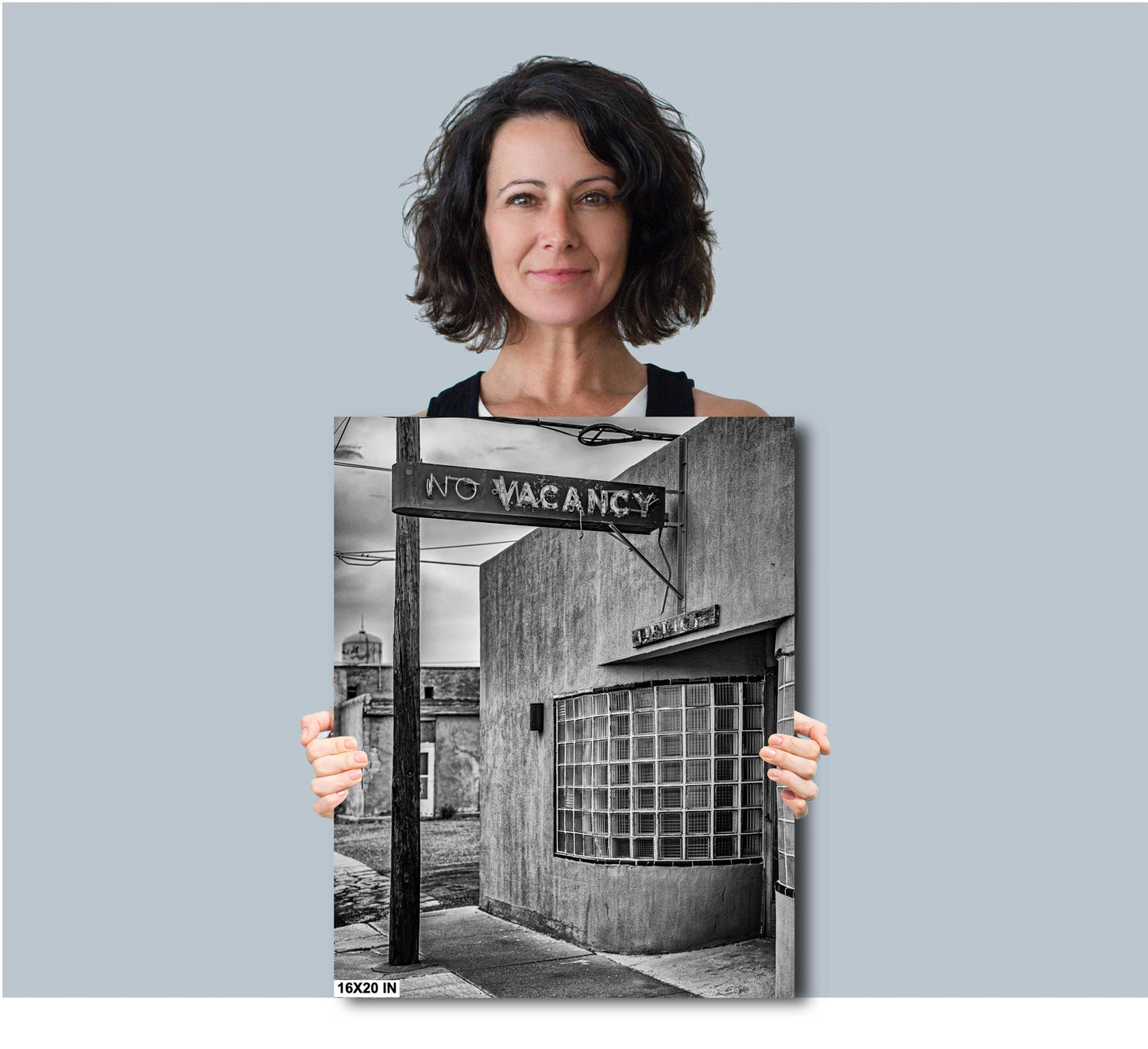 New Mexico No Vacancy Motel Sign | Retro Neon Fine Art Photography | Black & White Roadside Decor