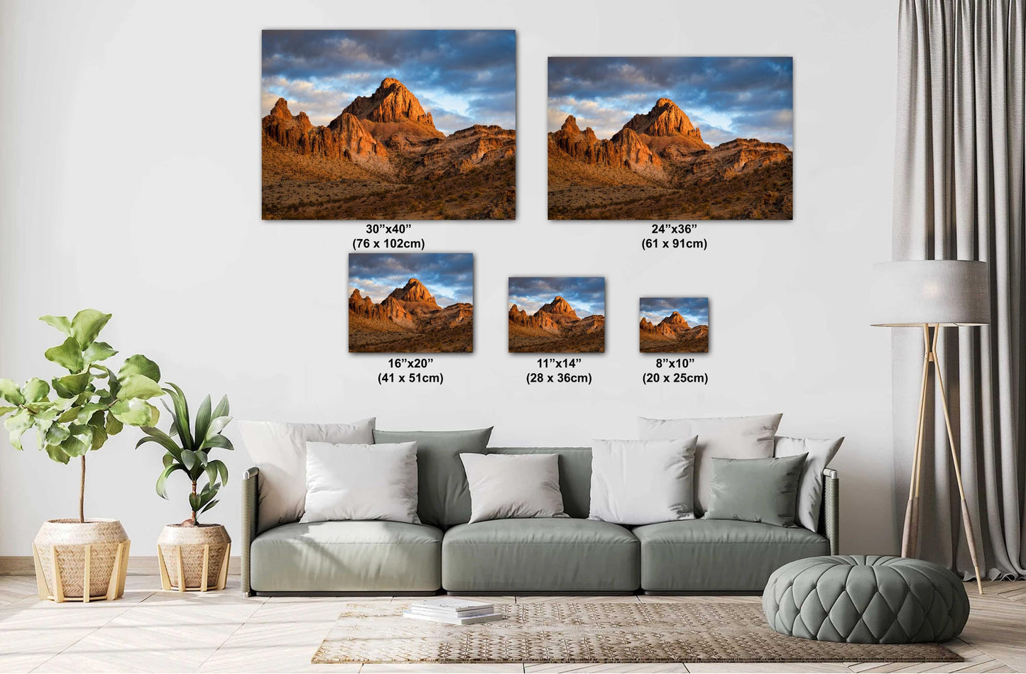 Golden Sunset Over Arizona's Black Mountains: Route 66 Fine Art Photography Print, Mojave Desert Landscape Wall Art