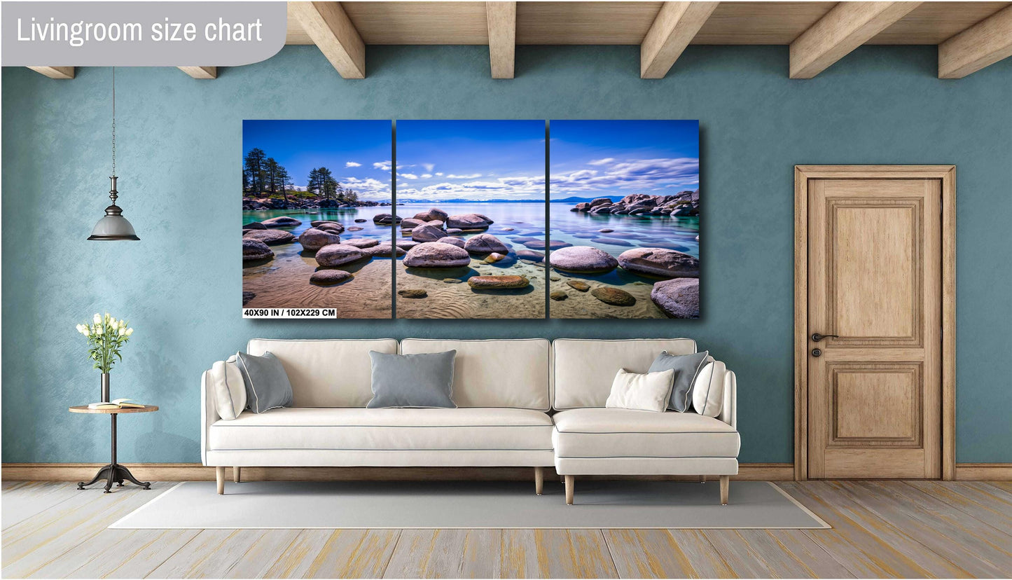 Lake Tahoe Print - Real Photo of Rocks at Sand Harbor State Park Wall Art on Canvas, Acrylic, Metal & Photo Paper - Nevada Photography Decor