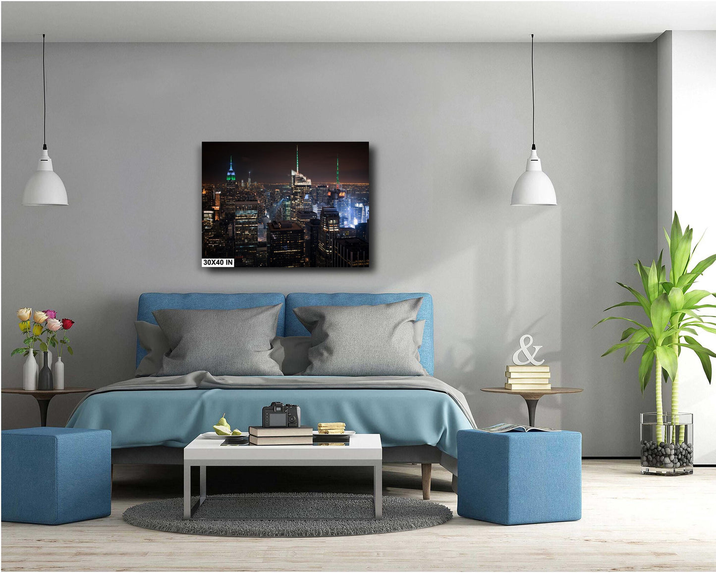 NYC Skyline Wall Art - Rockefeller Center Evening View Photography Print on Paper, Canvas, Acrylic, & Metal