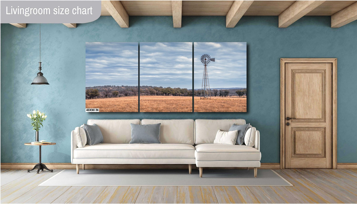 Country Wall Art - Prairie Windmill Landscape Poster | Farmhouse Decor Print on Premium Photo Paper, Canvas or Metal