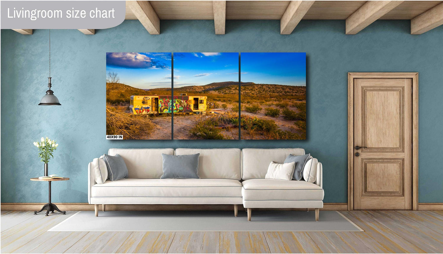 Texas Wall Art - Abandoned Trailer Wall Art Print: Unique Southwest Desert Decor on Photo Paper, Canvas, Acrylic & Metal