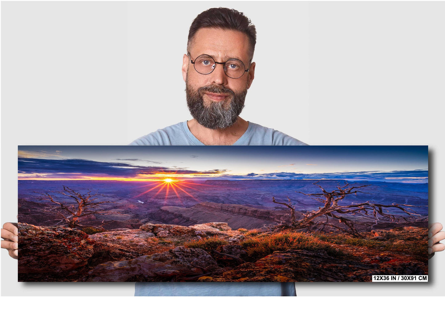 Grand Canyon Wall Art - Fiery Arizona Sunset Photo on South Rim, Premium Paper, Canvas, Acrylic & Metal Options