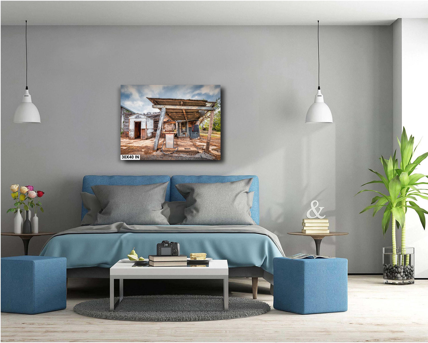 Gas Station Decor - Rustic Abandoned Gas Station in Iredell, Texas | Premium Quality or Ready-to-Hang Canvas, Acrylic & Metal Options