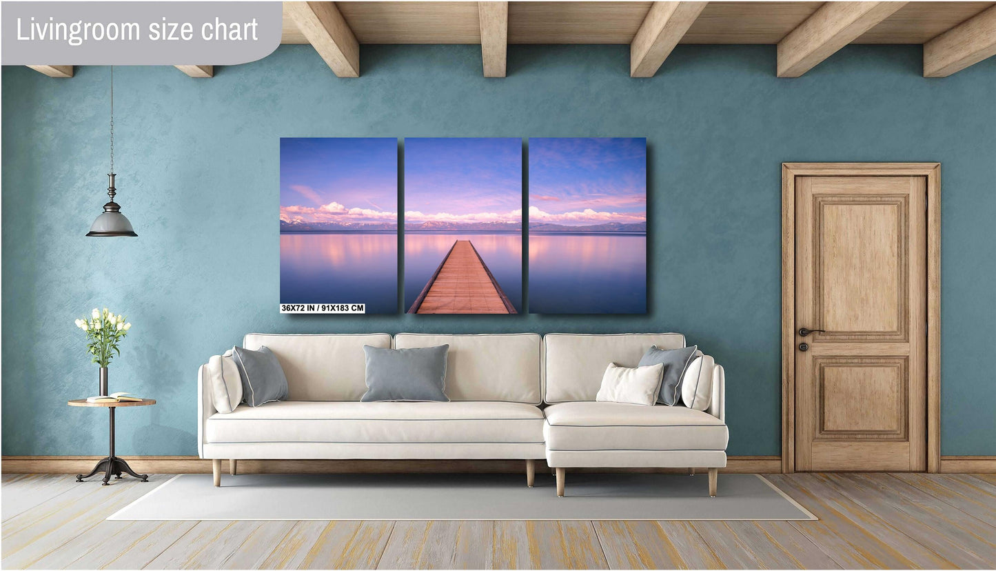 Lake Tahoe Serene Pier Decor - Sunset Fine Art Print on Photo Paper, Canvas & Metal - California Landscape Wall Decor