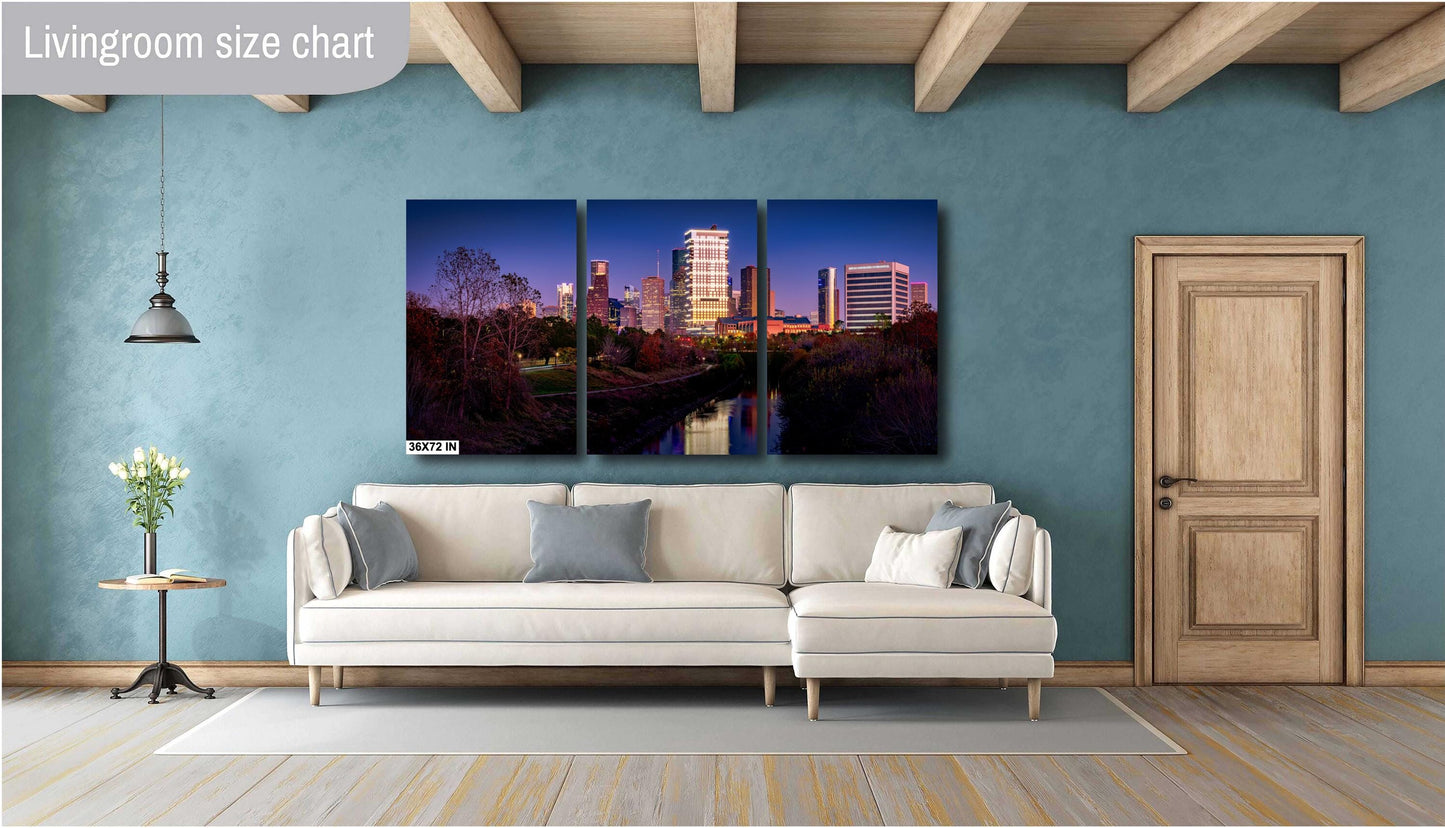 Houston Art - Skyline Wall Art - Stunning Photography from Buffalo Bayou, Ready-to-Hang Canvas, Acrylic & Metal Options, Perfect Home Decor