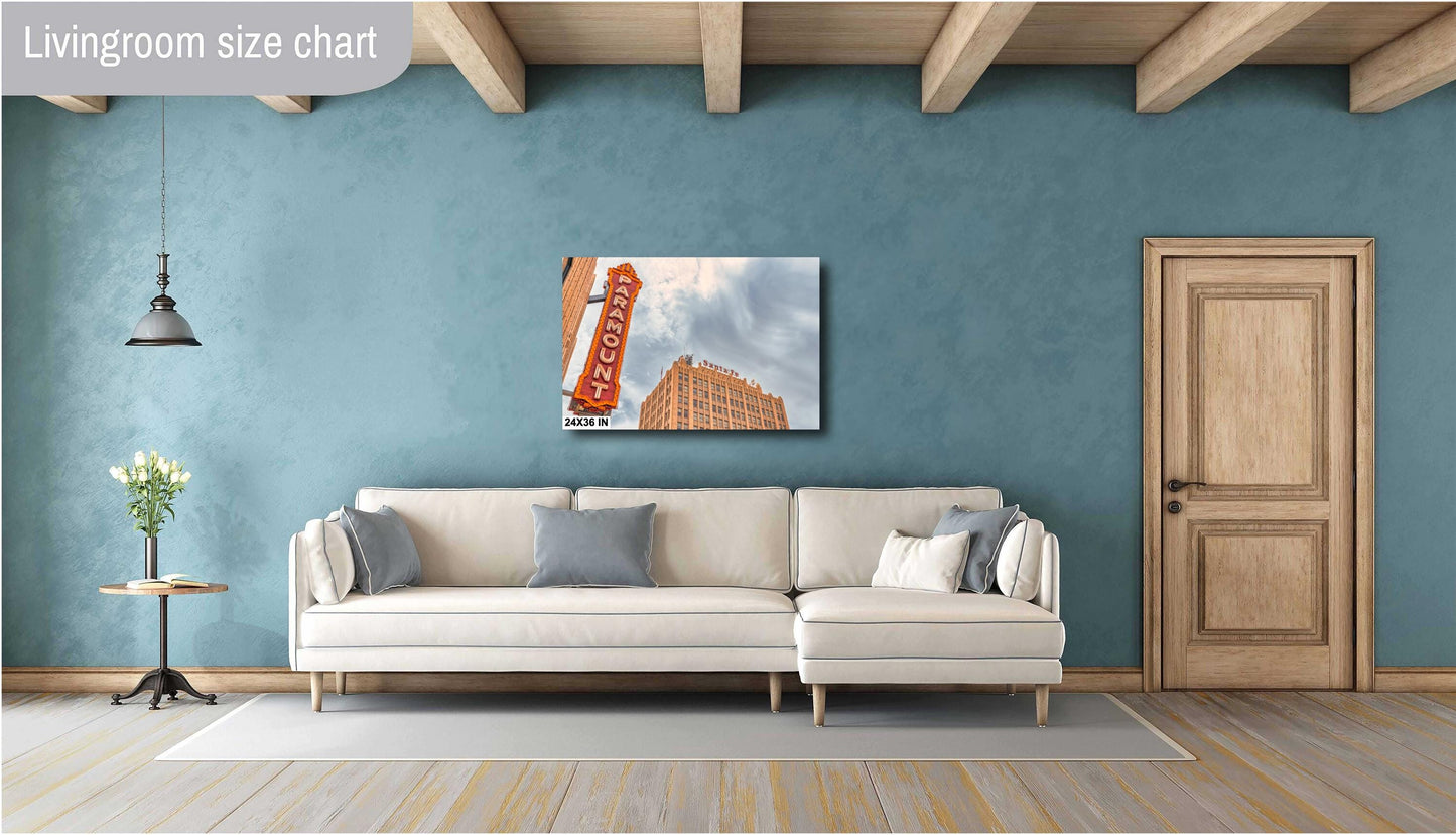Paramount Theater Wall Art Print - Amarillo Downtown Cityscape on Premium Photo Paper, Canvas, Acrylic or Metal Decor