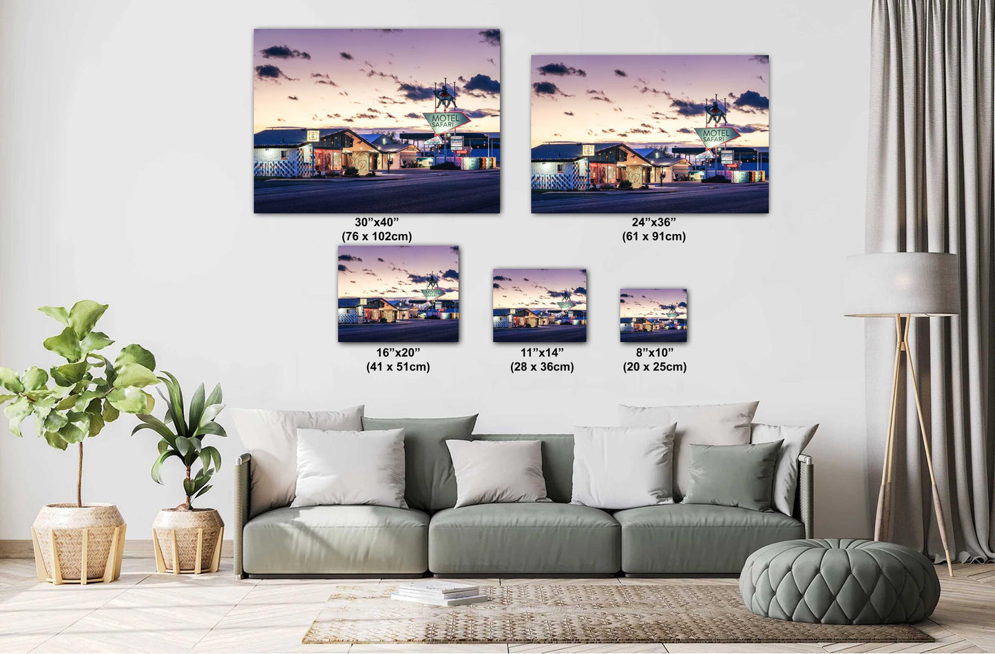 Retro Art Print - Vintage Route 66 Photography Print: Motel Safari in Tucumcari, NM on Premium Photo Paper, Canvas, Acrylic, or Metal