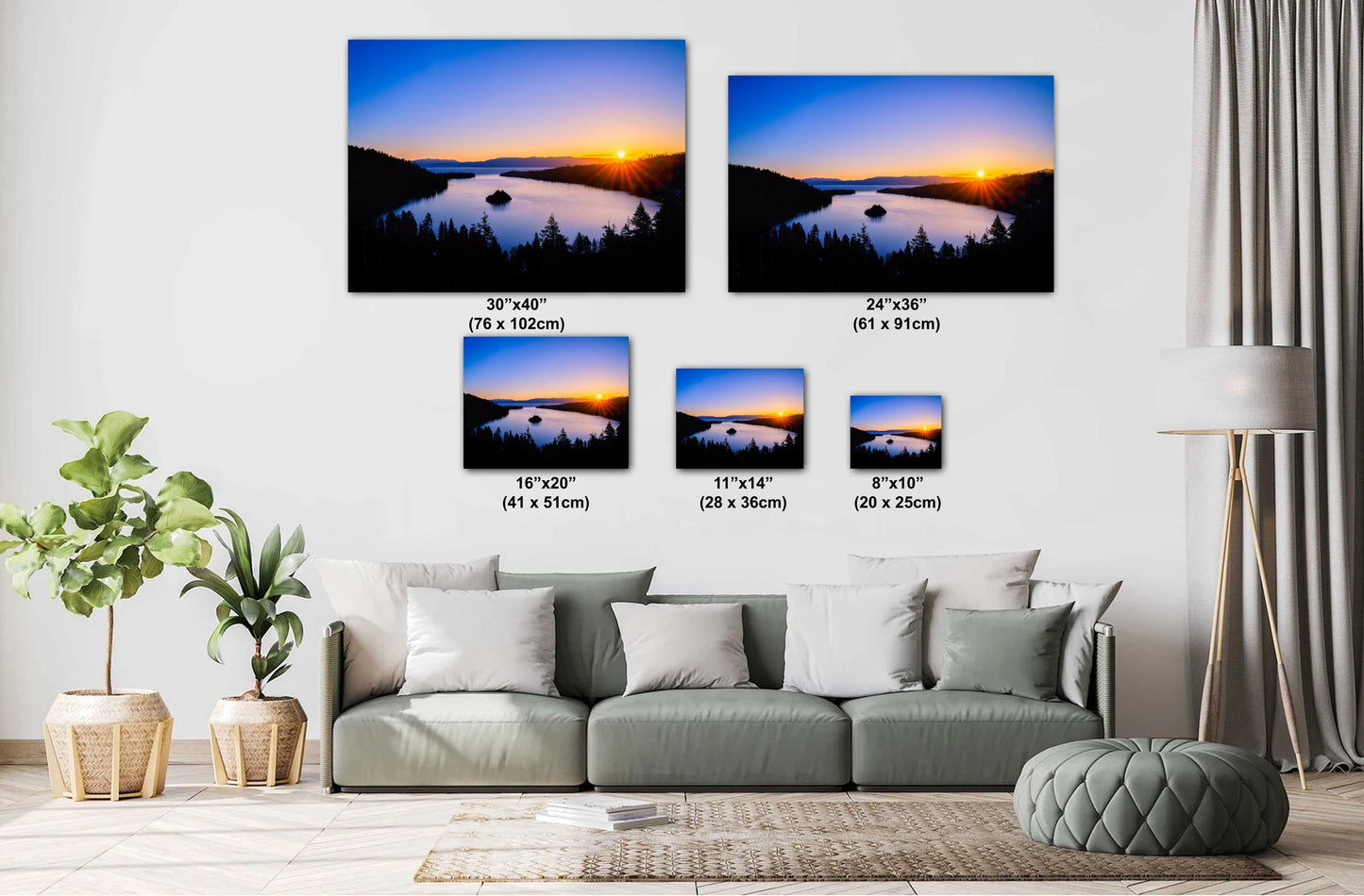 Emerald Bay Lake Tahoe Print - Real Photography Sunrise Over Fanette Island on Premium Photo Paper, Canvas, Acrylic or Metal Nature Print
