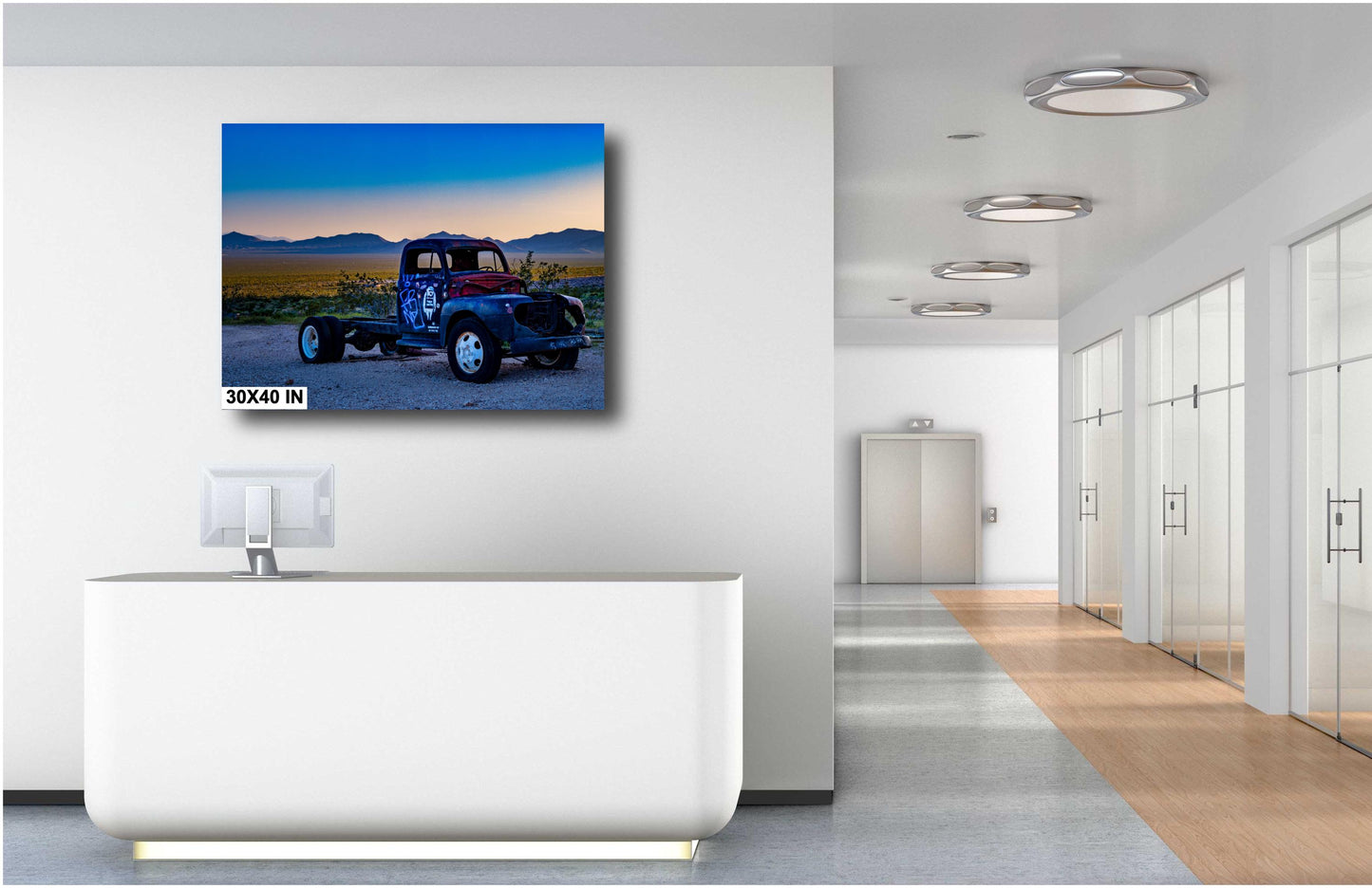 Banksy-Inspired Wall Art Print: Abandoned Truck in Rhyolite Ghost Town, Americana Desert Landscape Decor, Unique Home Art