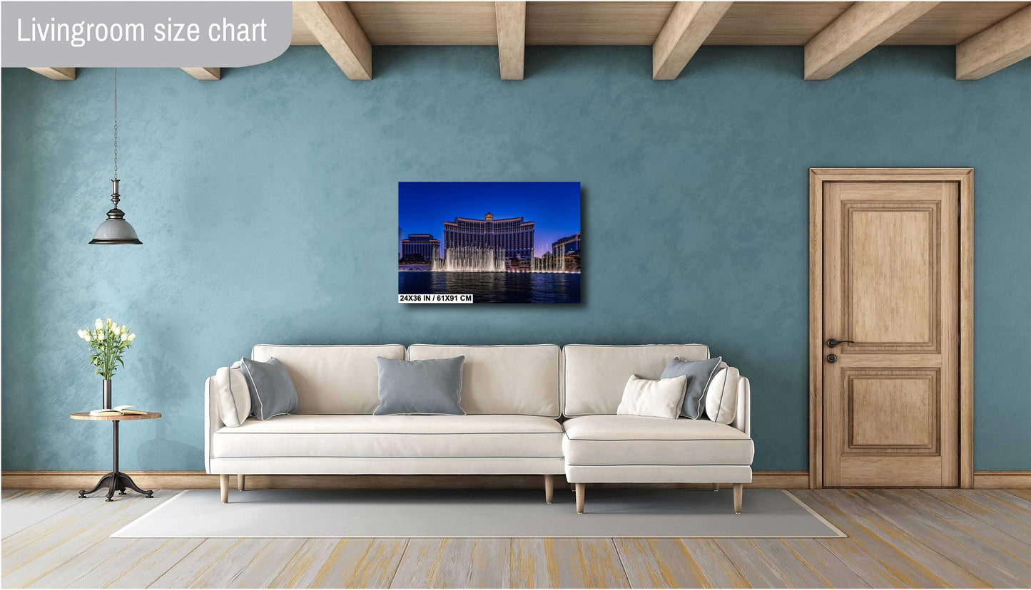 Las Vegas Bellagio Fountain Water Show Fine Art Photography on Premium Photo Paper, Canvas & Metal Decor