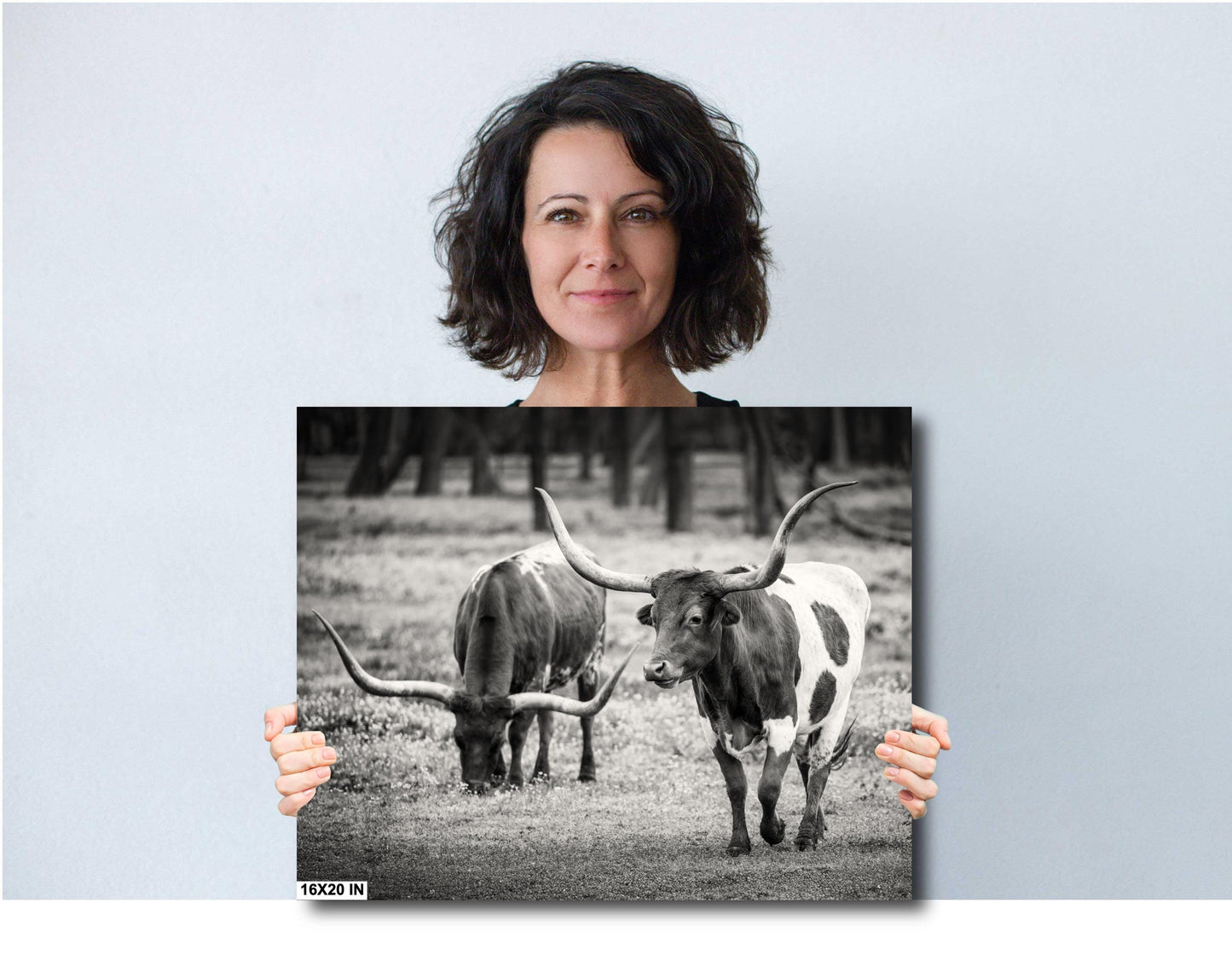 Cowboy Wall Art - Rustic Longhorn Cow Print: Modern Ranch Wall Art for Farmhouse Decor (Paper/Canvas/Acrylic/Metal)