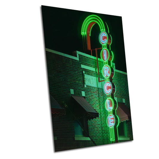 Tulsa Circle Theater Neon Sign | Route 66 Americana Wall Art | Oklahoma Photo Print Decor for Home