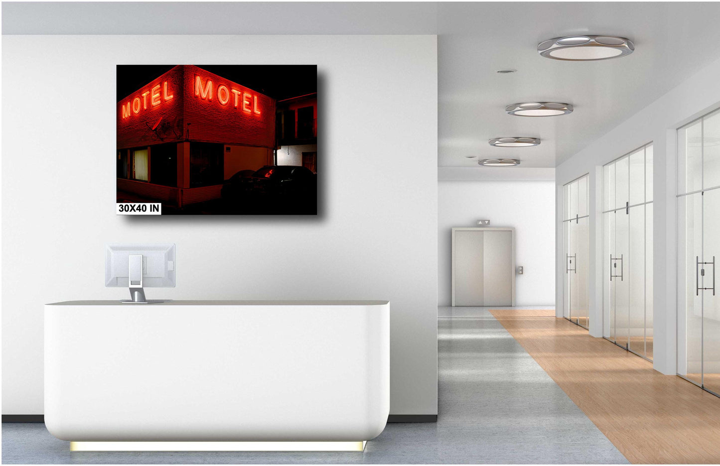 Red Light District Neon Motel Sign | Urban Americana Photography Print | Retro Street Art Wall Decor