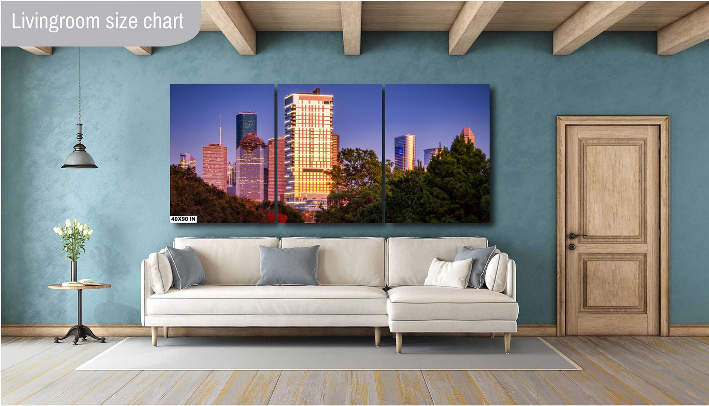 Houston Skyline Wall Art Photography - Premium Ready-to-Hang Canvas, Acrylic & Metal Prints, Memorial Drive View Décor