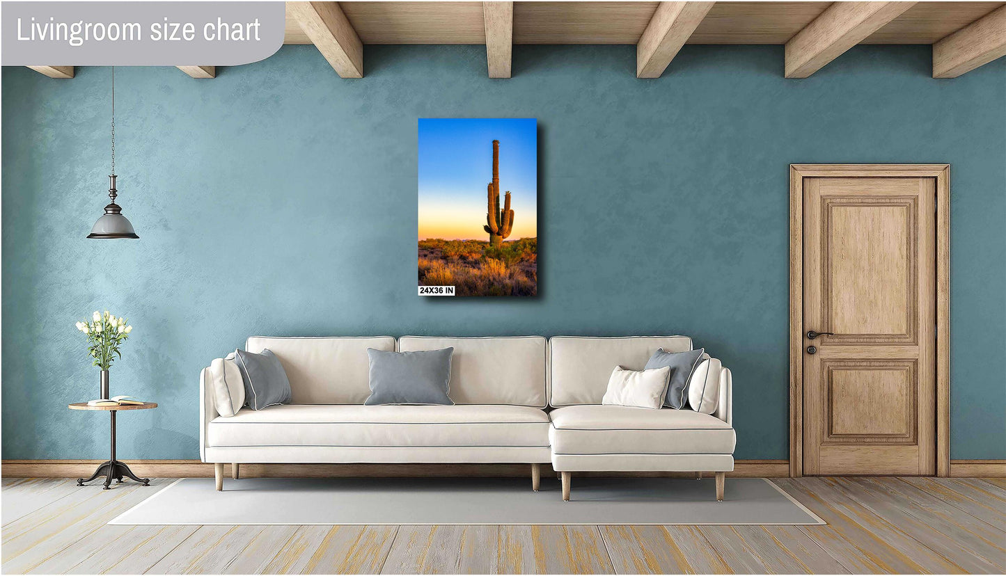 Desert Wall Decor - Arizona Desert Landscape Print: Saguaro Cactus Wall Art, Boho Wilderness Poster for Southwestern Decor