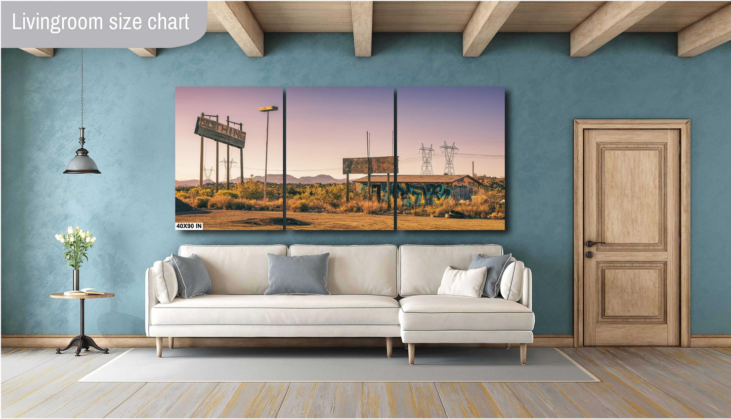 Desert Wall Art - Abandoned Gas Station at Sunset Photo | Nothing AZ Ghost Town Print on Premium Paper, Canvas, Acrylic & Metal