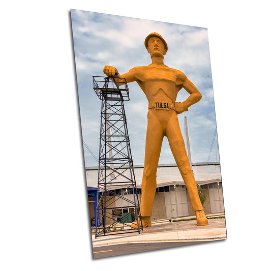 Tulsa Golden Driller Wall Art: Iconic Route 66 Landmark Print on Photo Paper, Canvas, Metal, or Acrylic