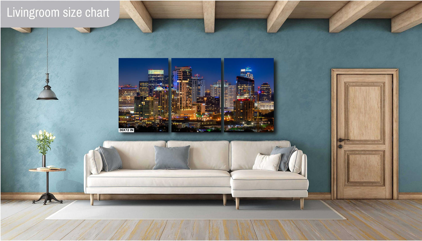 Houston Galleria Skyline Photography Print: Night Panoramic Cityscape Art on Premium Paper, Canvas, Acrylic & Metal Options