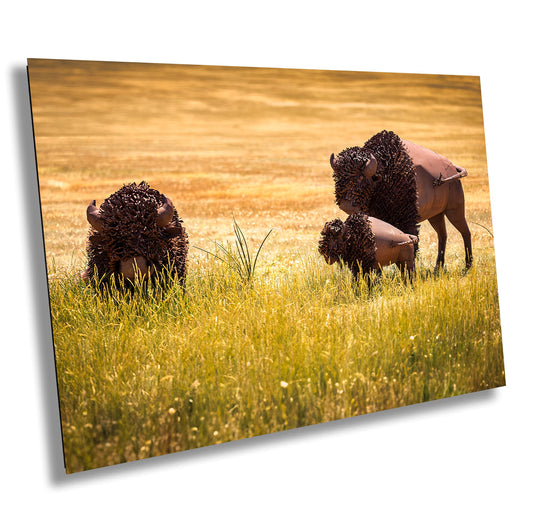 Sculpture of Route 66 Metal Bison | Fine Art Landscape Photography Print | American Wildlife Wall Decor