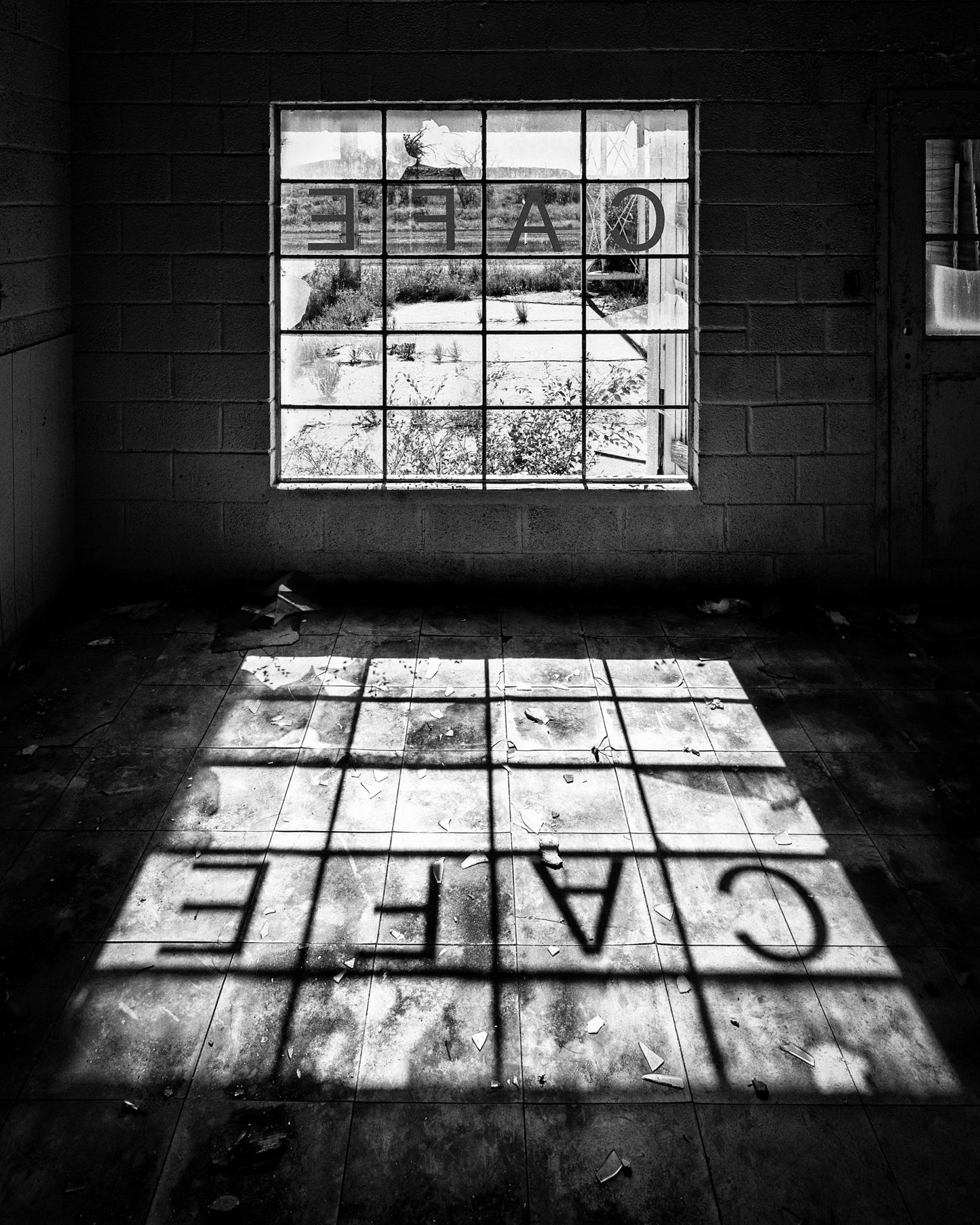 Route 66 Ghost Town: Glenrio Abandoned Cafe Photo - Black & White Print, Rustic American West Wall Art