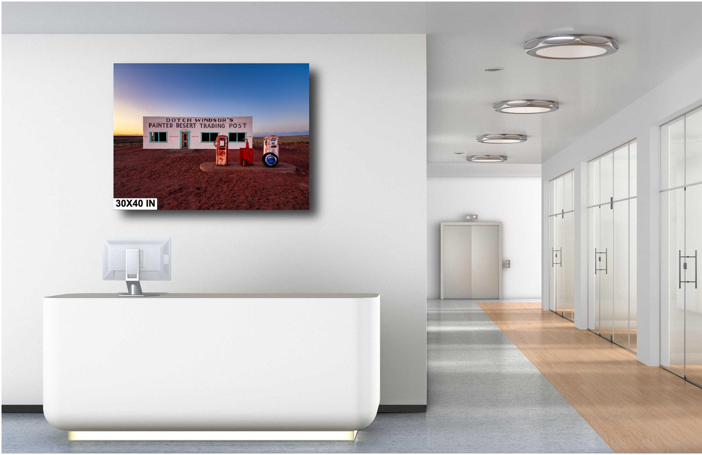 Arizona Desert Landscape Print - Route 66 Painted Desert Trading Post Wall Art Print Canvas or Paper, Southwestern Decor for Home or Office