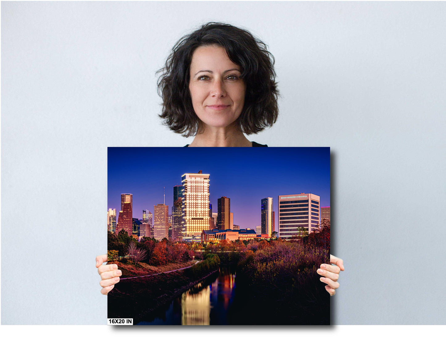 Houston Wall Art - Downtown Skyline on Buffalo Bayou - Wall Art Photography on Premium Photo Paper, Ready-to-Hang Canvas, Acrylic, or Metal