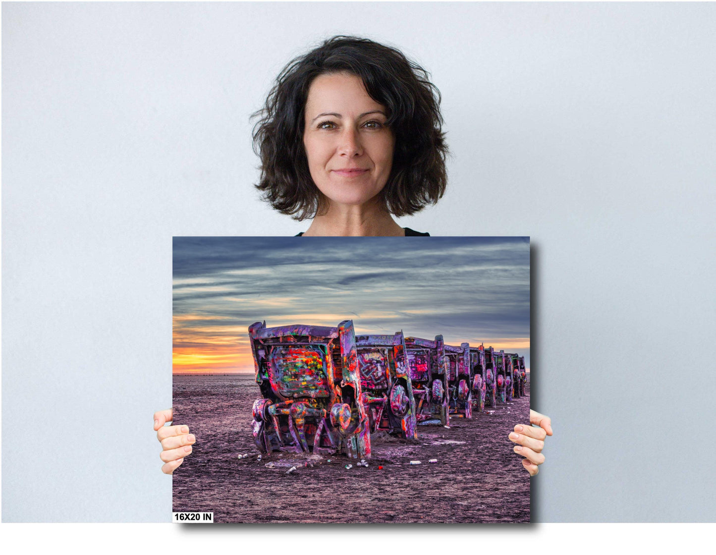 Cadillac Ranch Sunset Panorama | Route 66 Amarillo Texas Roadside Attraction Photography Print on Photo Paper, Canvas & Metal