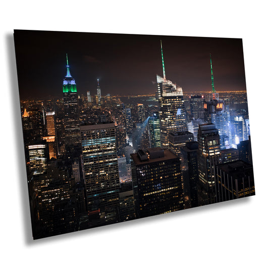 NYC Skyline Wall Art - Rockefeller Center Evening View Photography Print on Paper, Canvas, Acrylic, & Metal