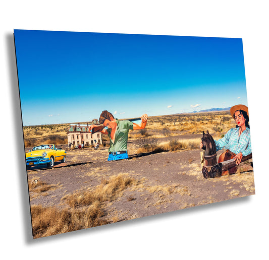 Marfa Art Photo Canvas Print - James Dean & Liz Taylor Movie Poster, West Texas Wall Decor on Paper, Acrylic, or Metal